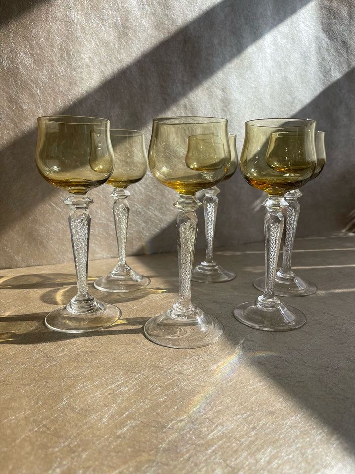 Art Nouveau French St Louis Air Twist Wine Glasse