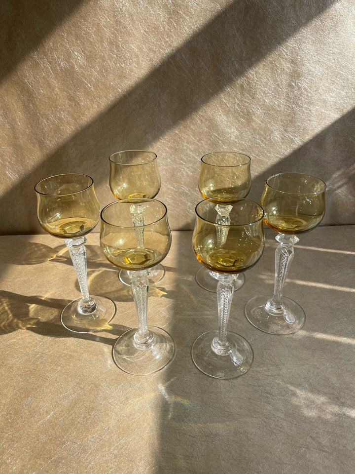 Art Nouveau French St Louis Air Twist Wine Glasses