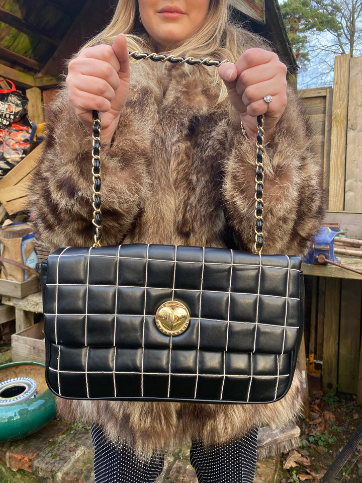Love Moschino Black Leather Quilted Bag