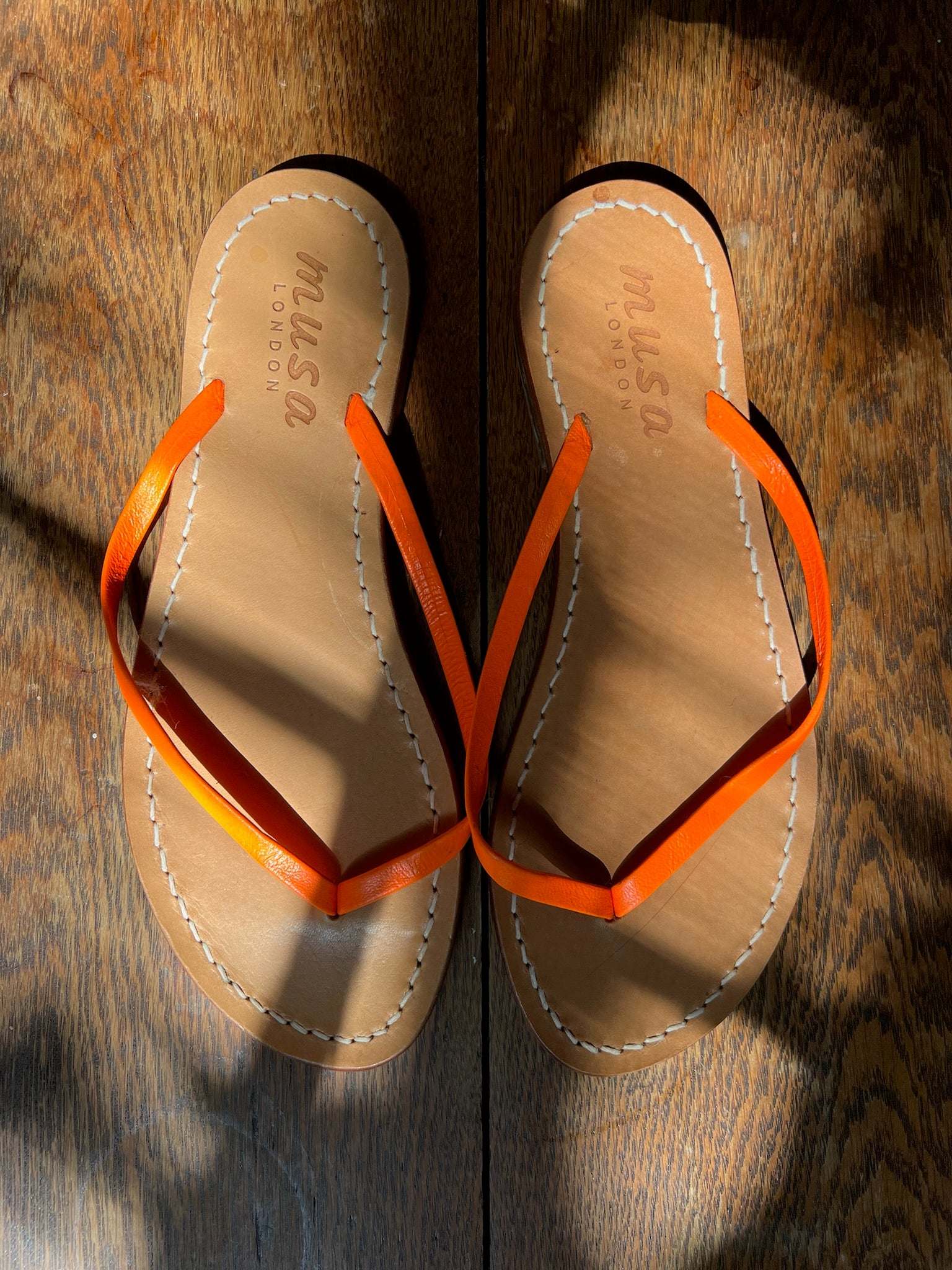 Strappy Orange Leather Musa Sandals