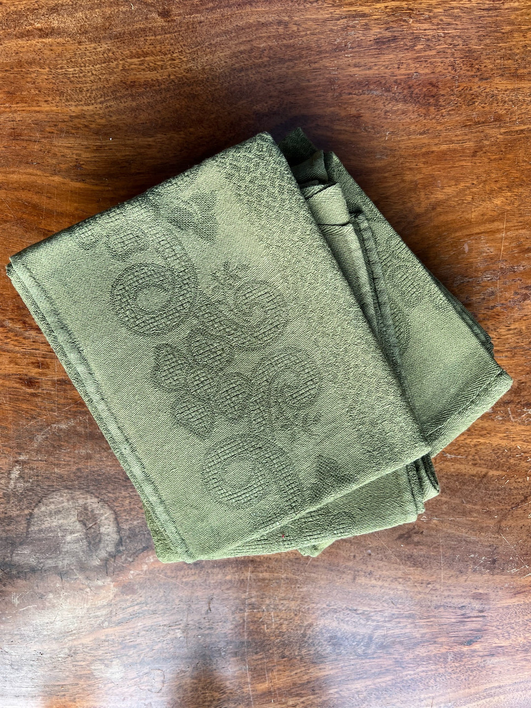 Baroque Green Linen Napkins Set of Six