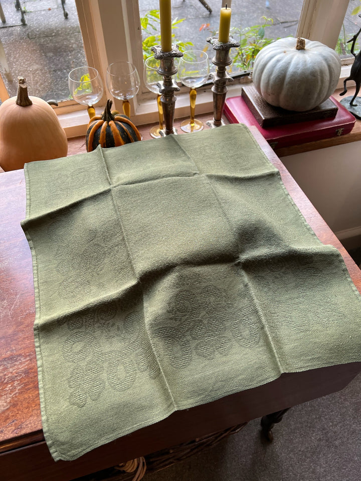 Baroque Green Linen Napkins Set of Six