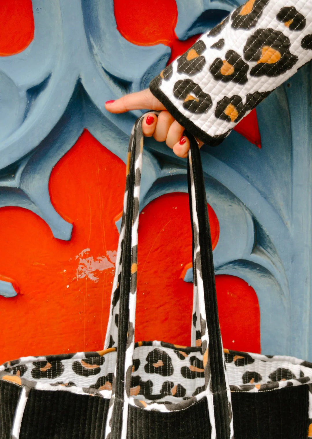 Black Reversible Velvet Indian Block Print Bag