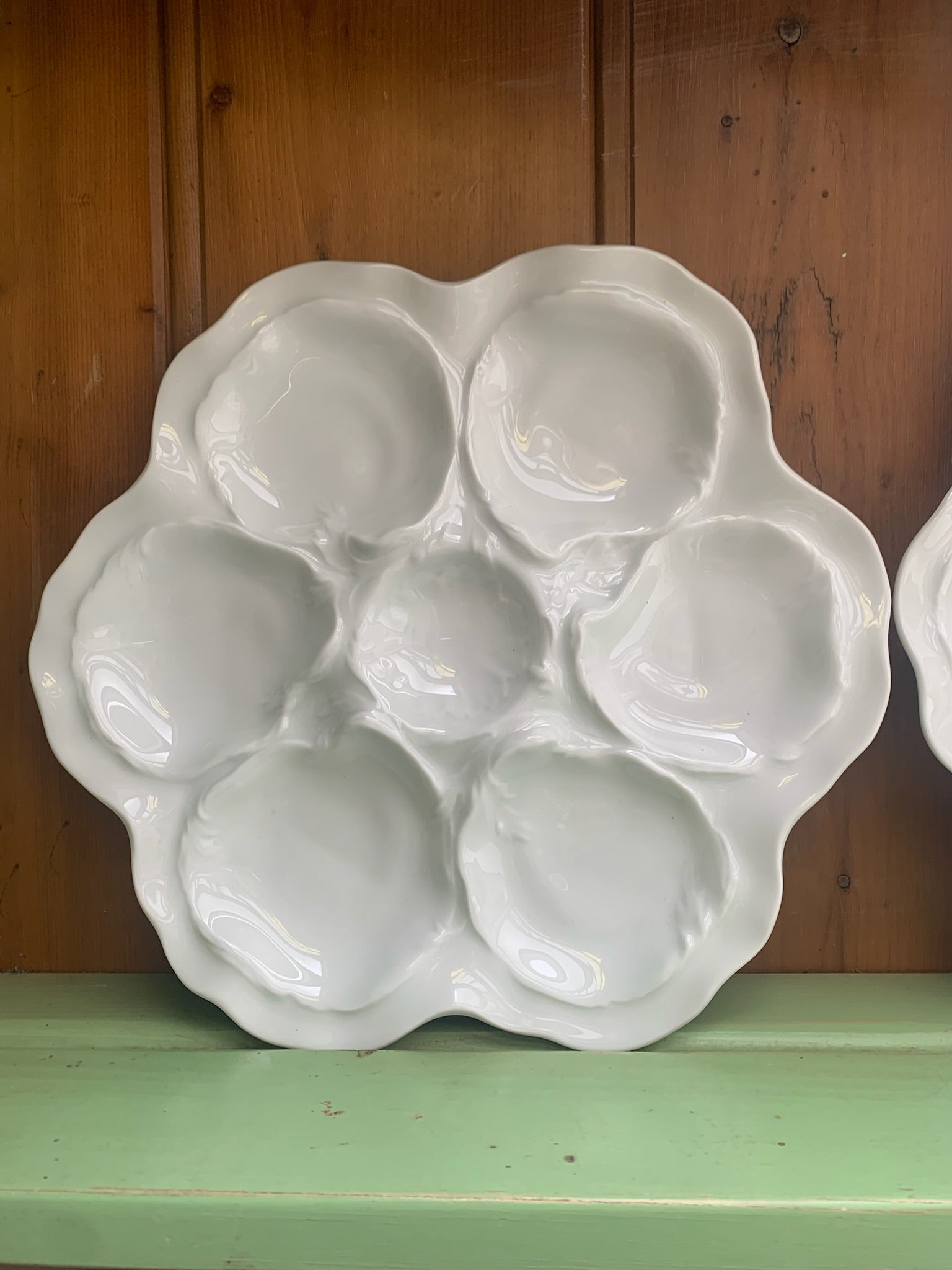 Four Vintage Porcelain French Oyster Plates