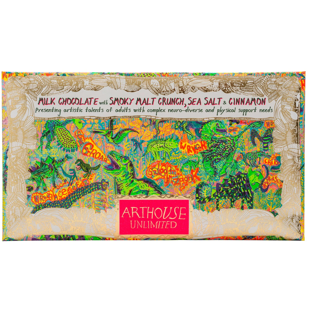 Milk Chocolate with Smoky Malt Crunch, Sea Salt &amp; Cinnamon Bar - ARTHOUSE UNLIMITED