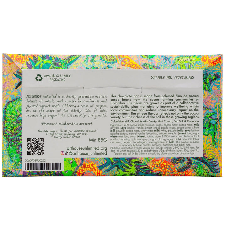 Milk Chocolate with Smoky Malt Crunch, Sea Salt &amp; Cinnamon Bar - ARTHOUSE UNLIMITED