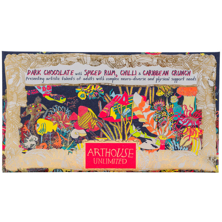 Dark Choc Spice Rum, Chilli &amp; Caribbean Crunch Chocolate Bar - ARTHOUSE UNLIMITED