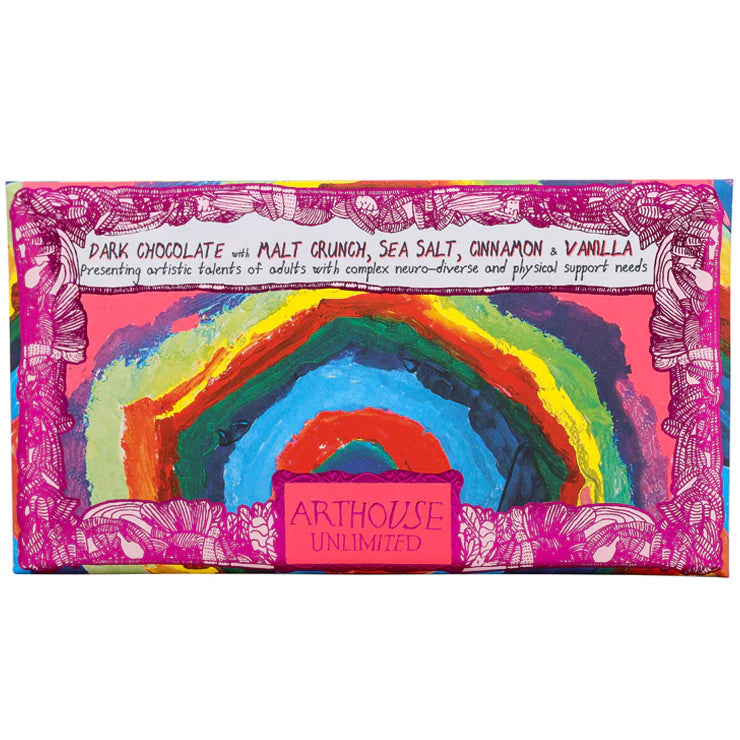 Dark Chocolate w/ Malt Crunch &amp; Sea Salt Chocolate Bar - ARTHOUSE UNLIMITED