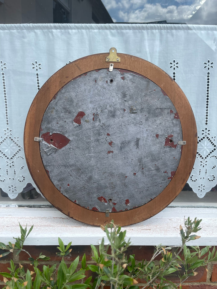 Classic Wood Framed Round Mirror