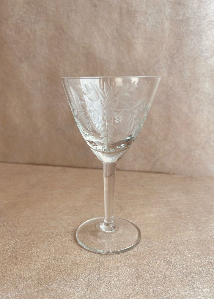 Crystal Floral Etched Cordial Glasses