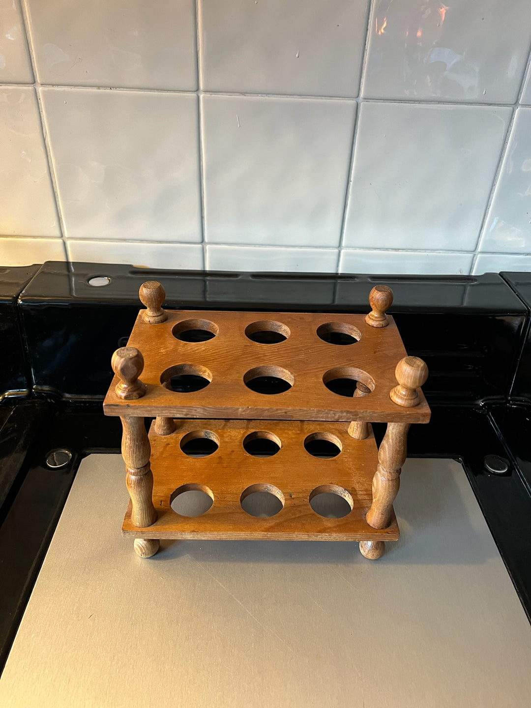 VINTAGE WOODEN EGG RACK