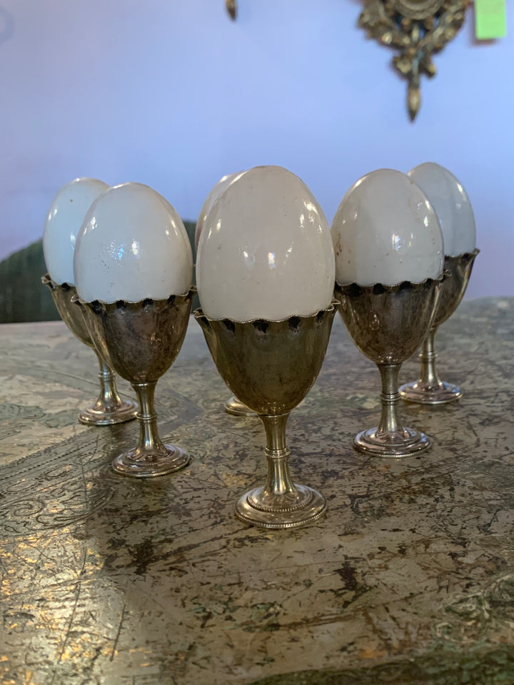 Antique Ceramic Eggs, Rare Set of Six.