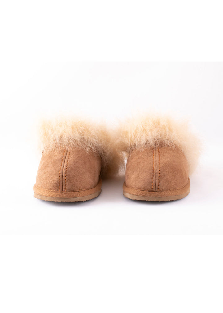 Evelina Sheepskin Slip On Slippers - Chestnut