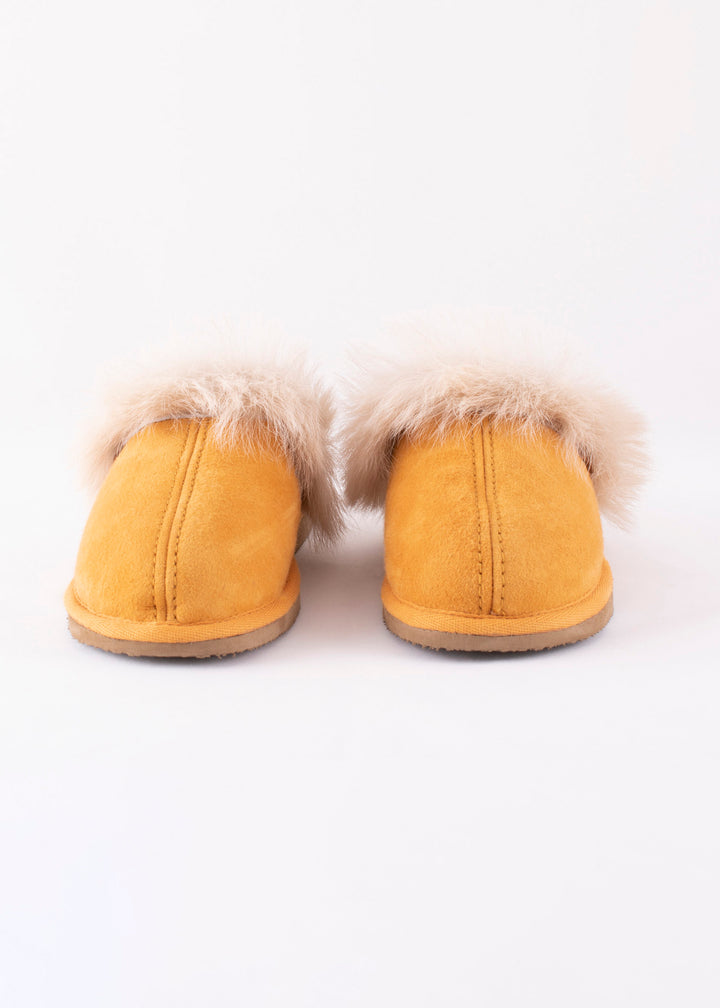 Evelina Sheepskin Slip On Slippers - Mustard