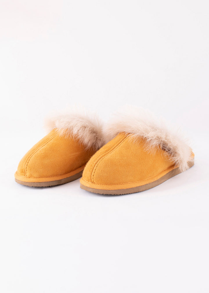 Evelina Sheepskin Slip On Slippers - Mustard