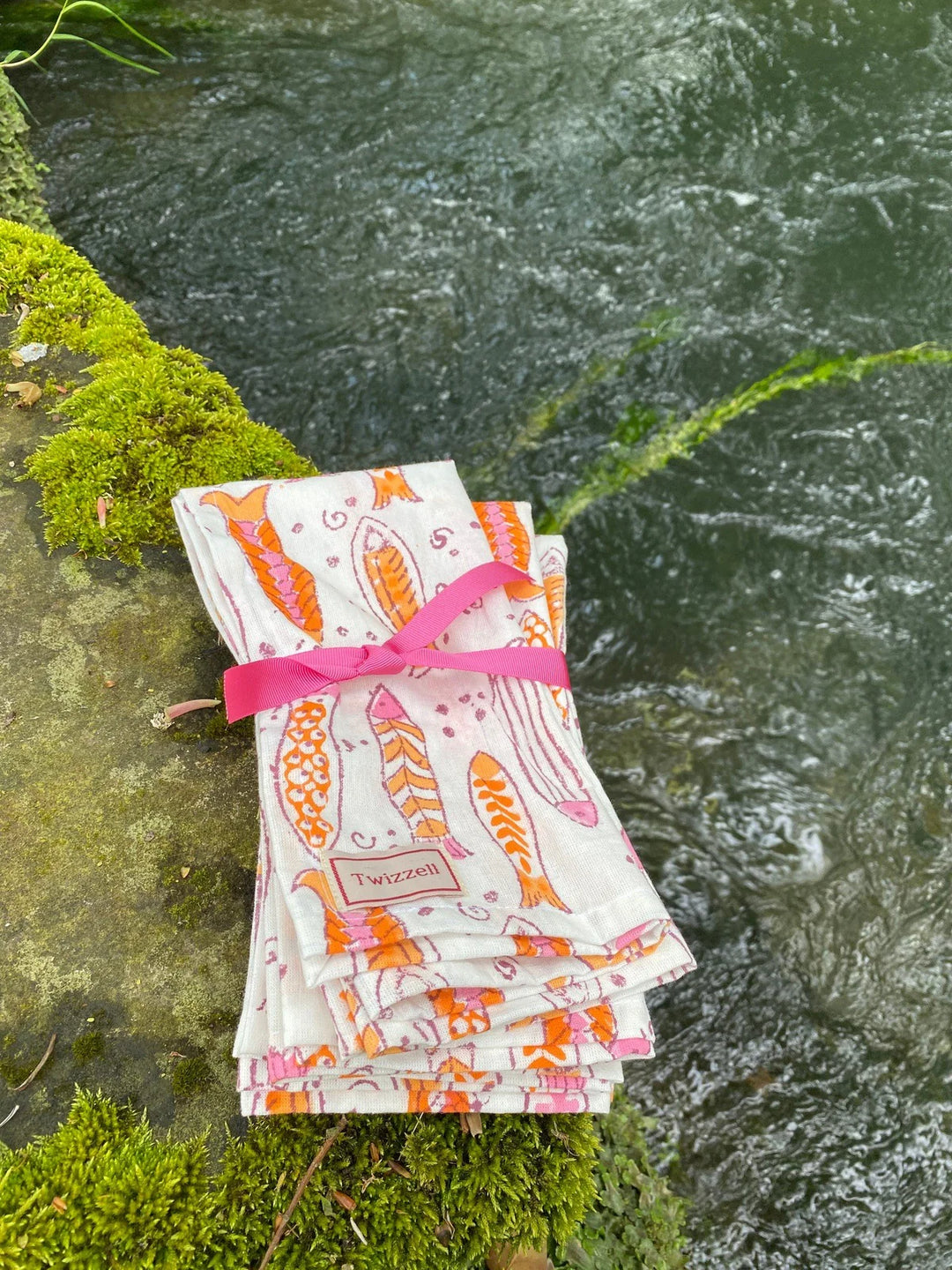 Fish Indian Block Print Napkins - Set of 4
