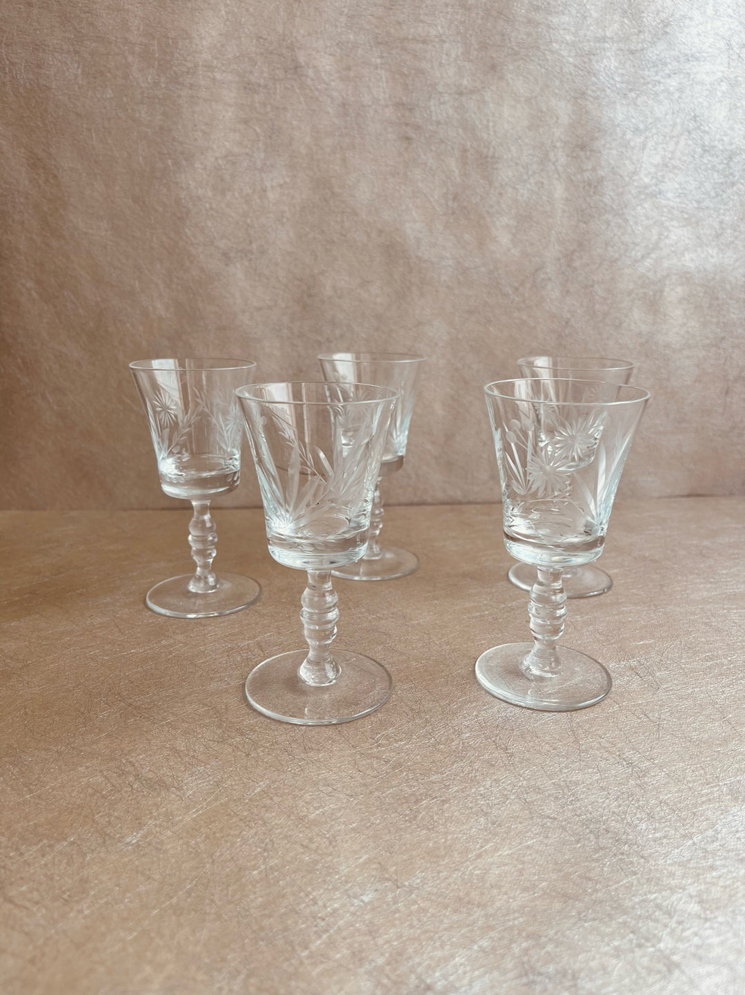 Floral Cut Crystal Liqueur Glasses