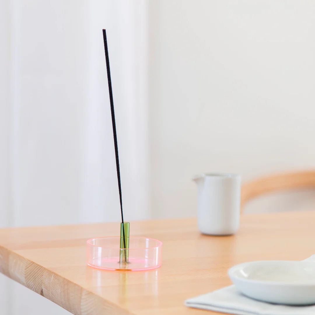 Duo Tone Glass Incense Holder - Pink & Green