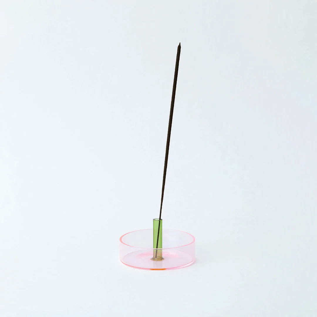 Duo Tone Glass Incense Holder - Pink & Green