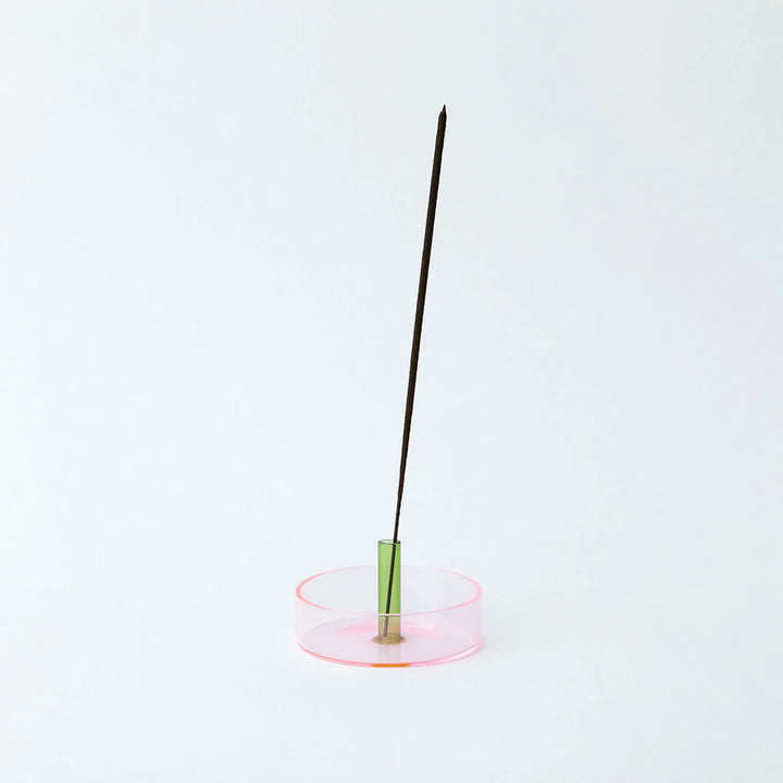 Duo Tone Glass Incense Holder - Pink &amp; Green