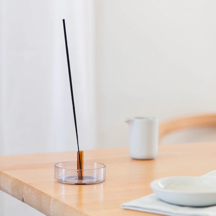 Duo Tone Glass Incense Holder - Smoke &amp; Amber