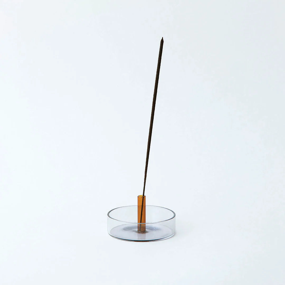 Duo Tone Glass Incense Holder - Smoke & Amber