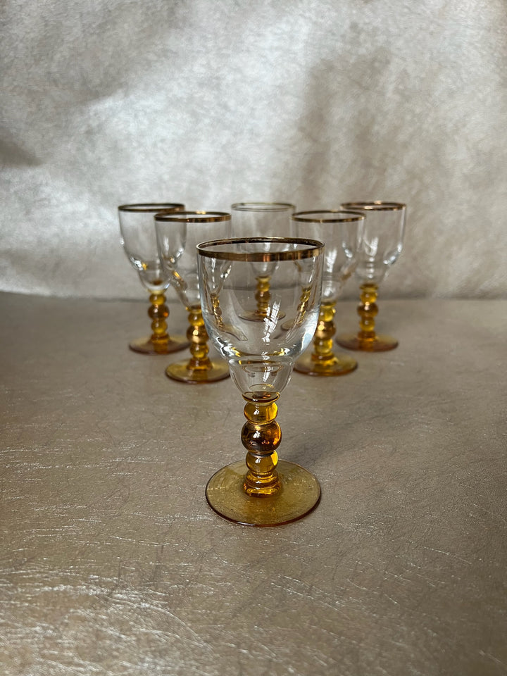 Gold Rimmed Aperitif Glasses Set of Six