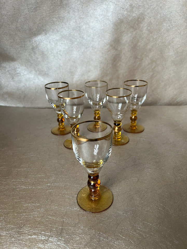 Gold Rimmed Aperitif Glasses Set of Six