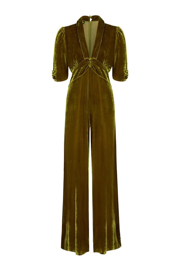 Sable Jumpsuit Silk Velvet - Gold