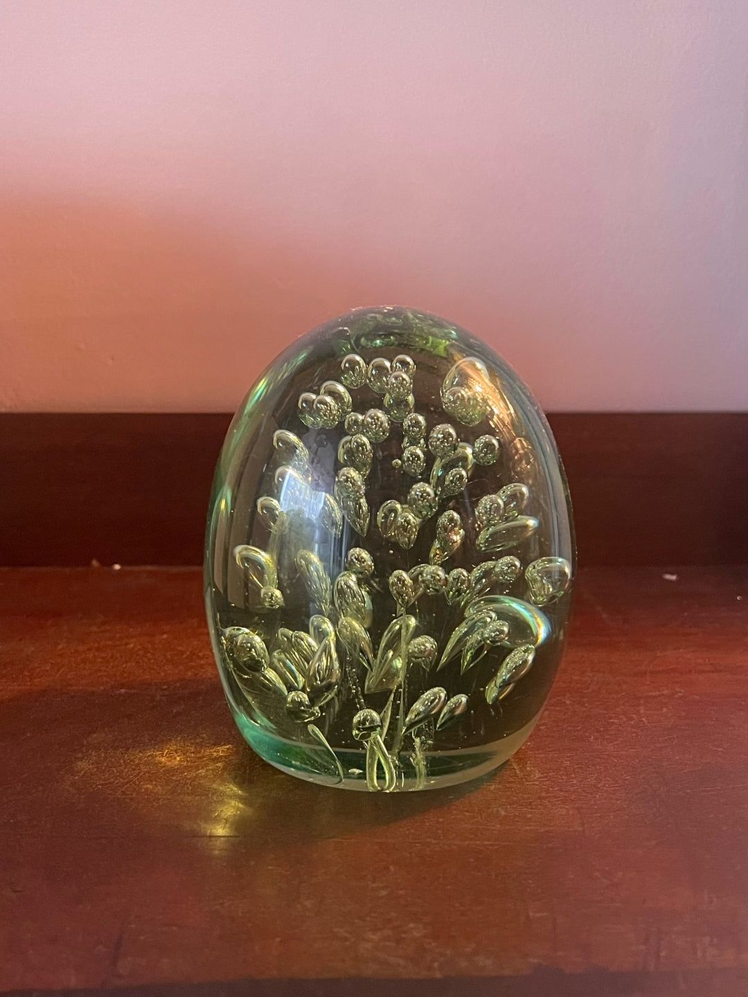 Green Bubble Glass Dump Paperweight