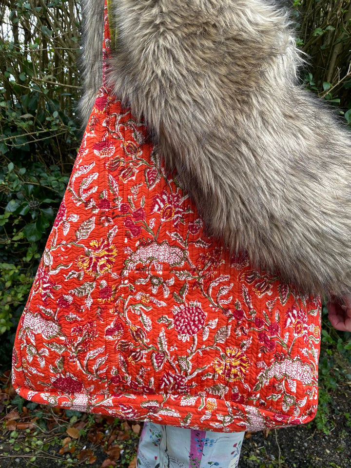 Green Reversible Indian Block Print Bag