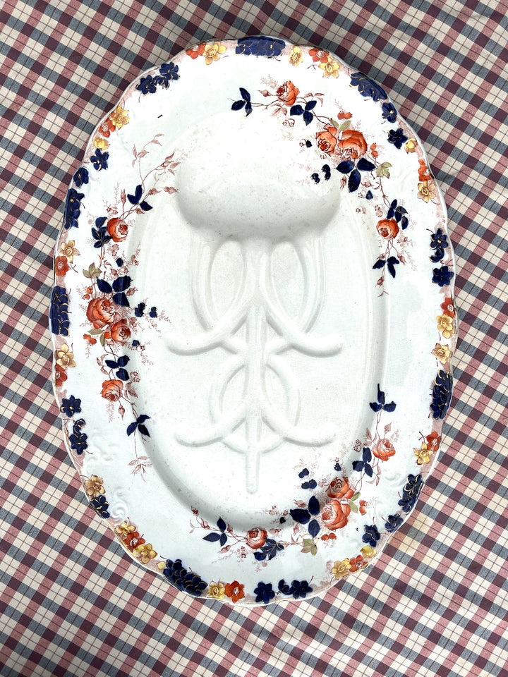 Hancock &amp; Sons Floral Serving Platter with Draining Grooves