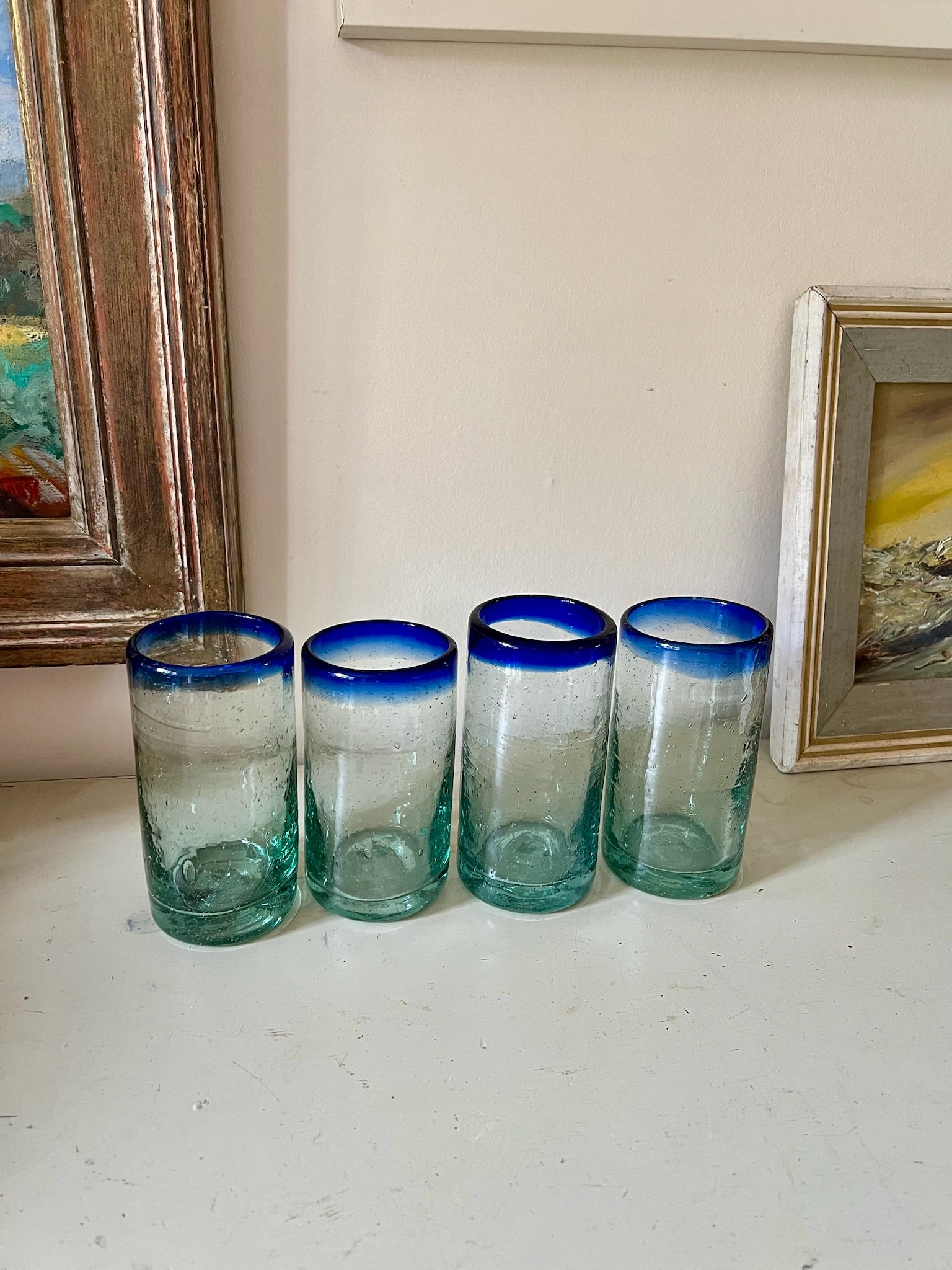Set Of Four Contemporary Hand Blown Tumblers