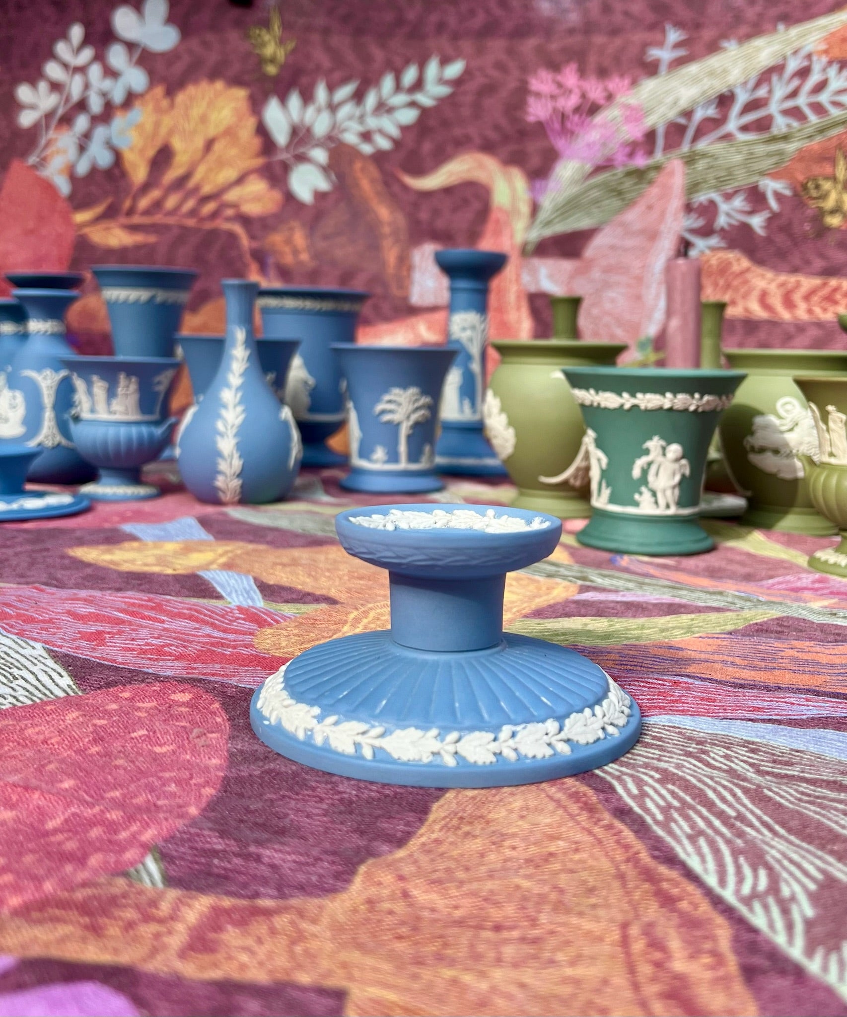 Wedgewood Blue Jasperware Candlestick