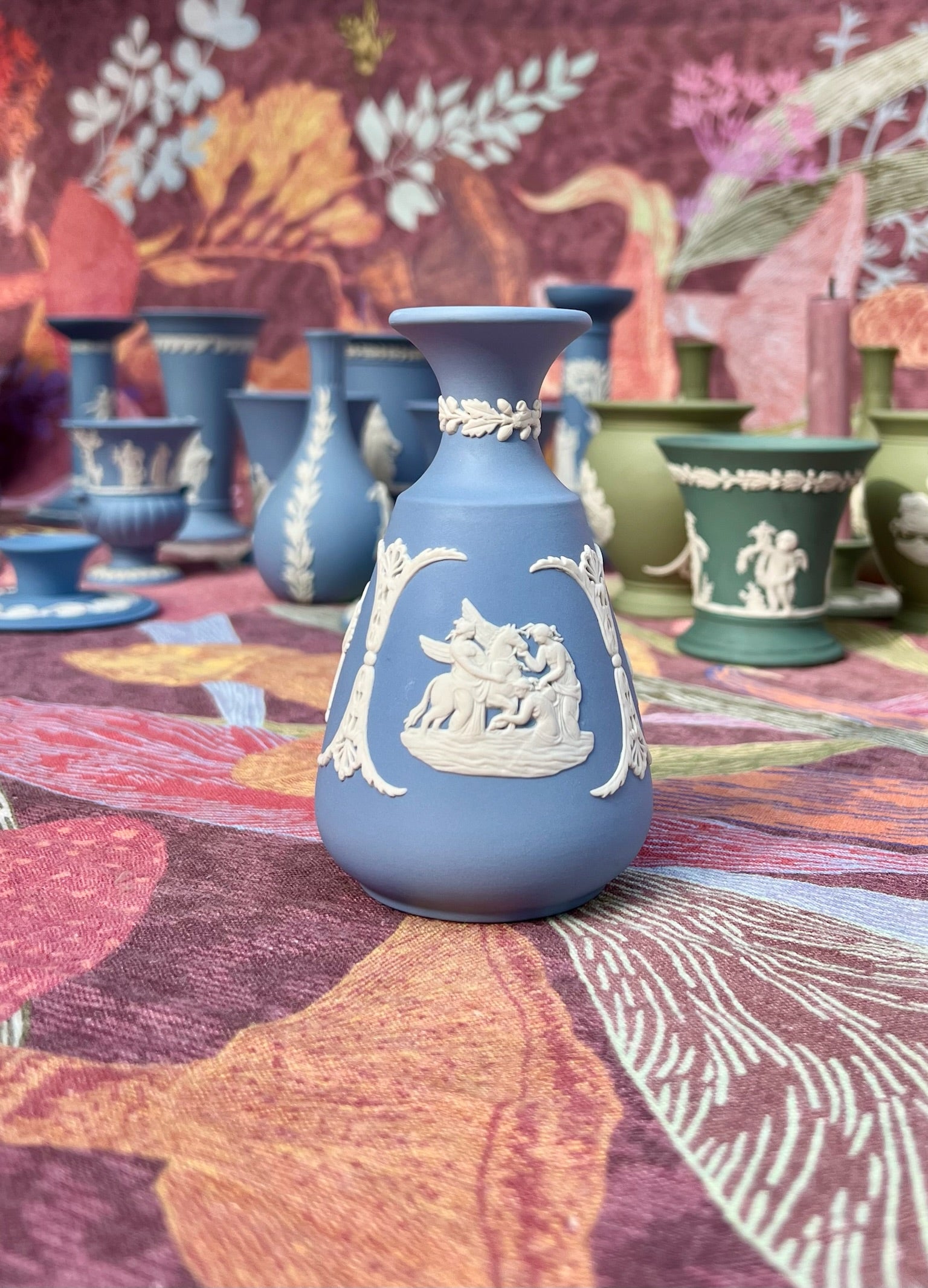 Wedgewood Blue Aura & Chariot Jasperware Bud Vase