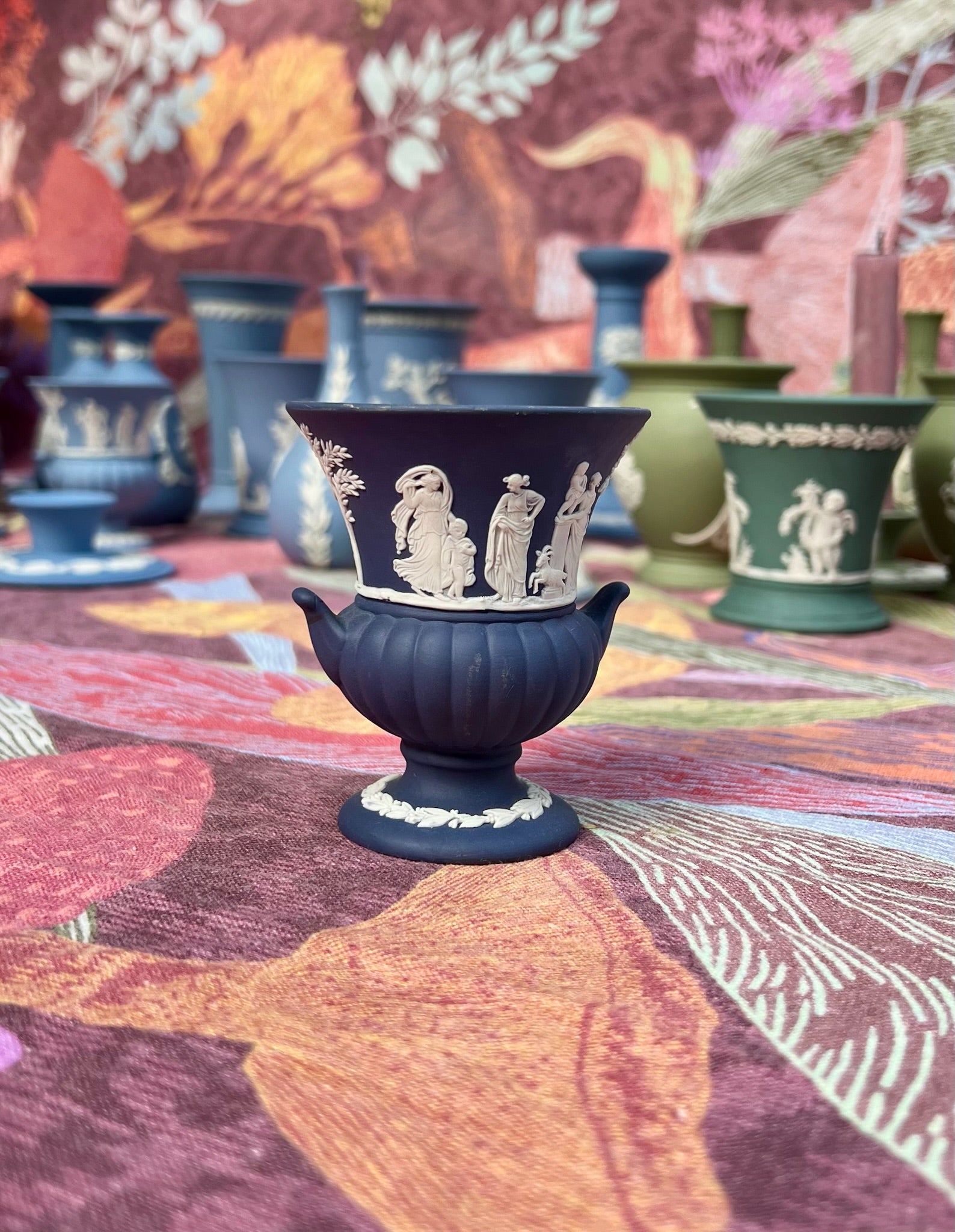 Wedgewood Portland Blue Jasperware Campagna Urn / Vase