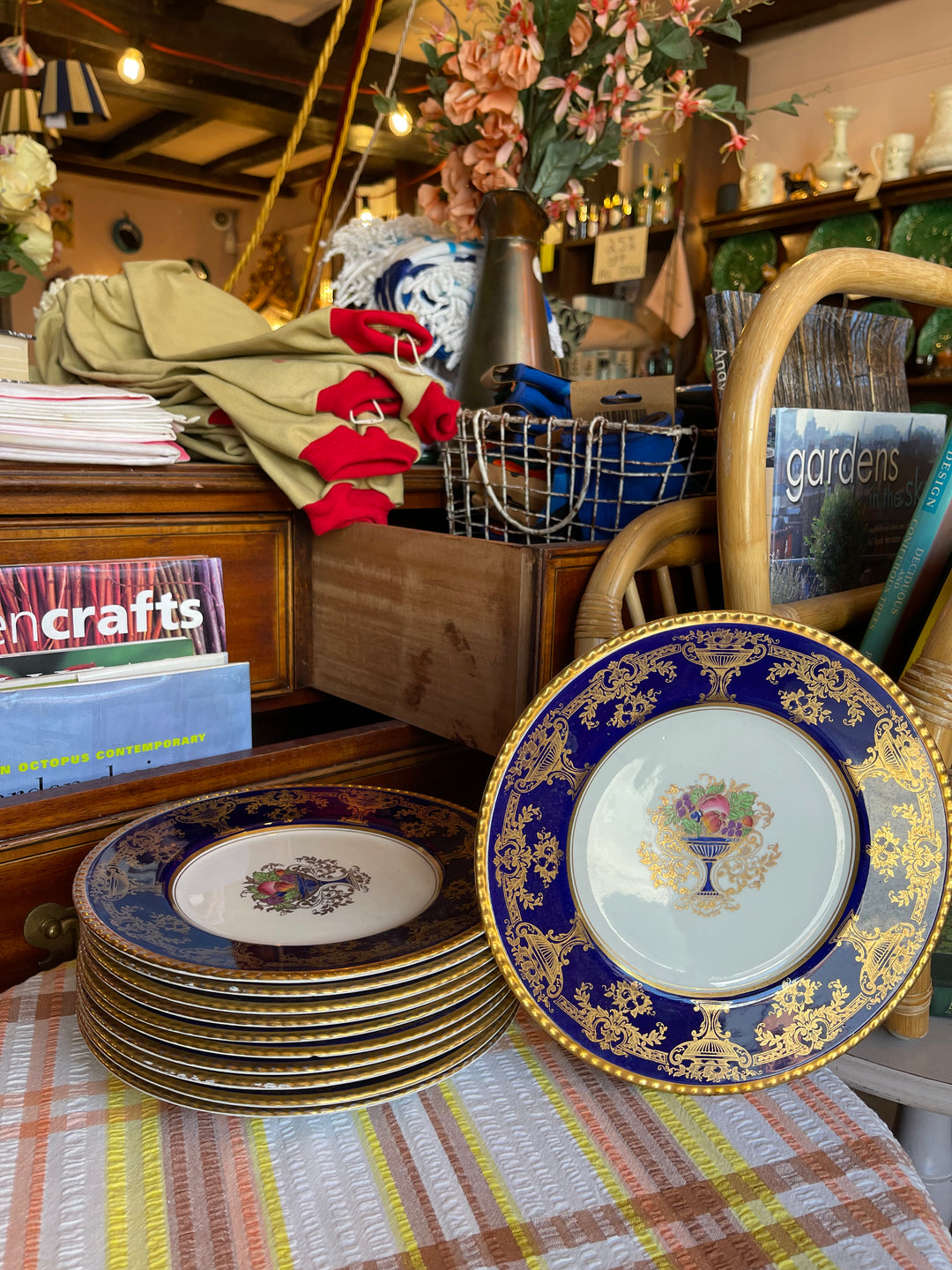 "Booths" Set of 11 Hand Painted & Gilded Dinner Plates c.1920