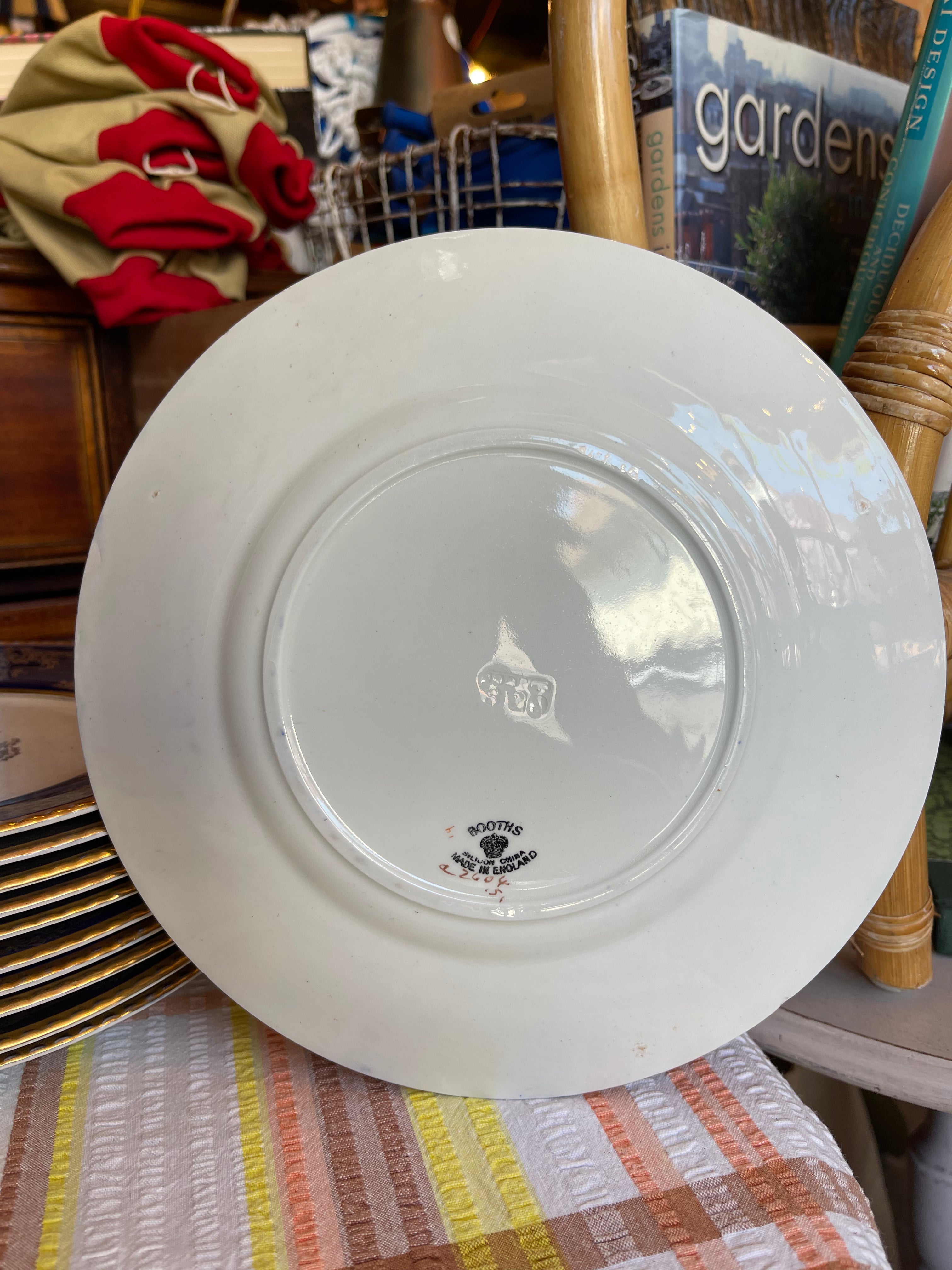 "Booths" Set of 11 Hand Painted & Gilded Dinner Plates c.1920