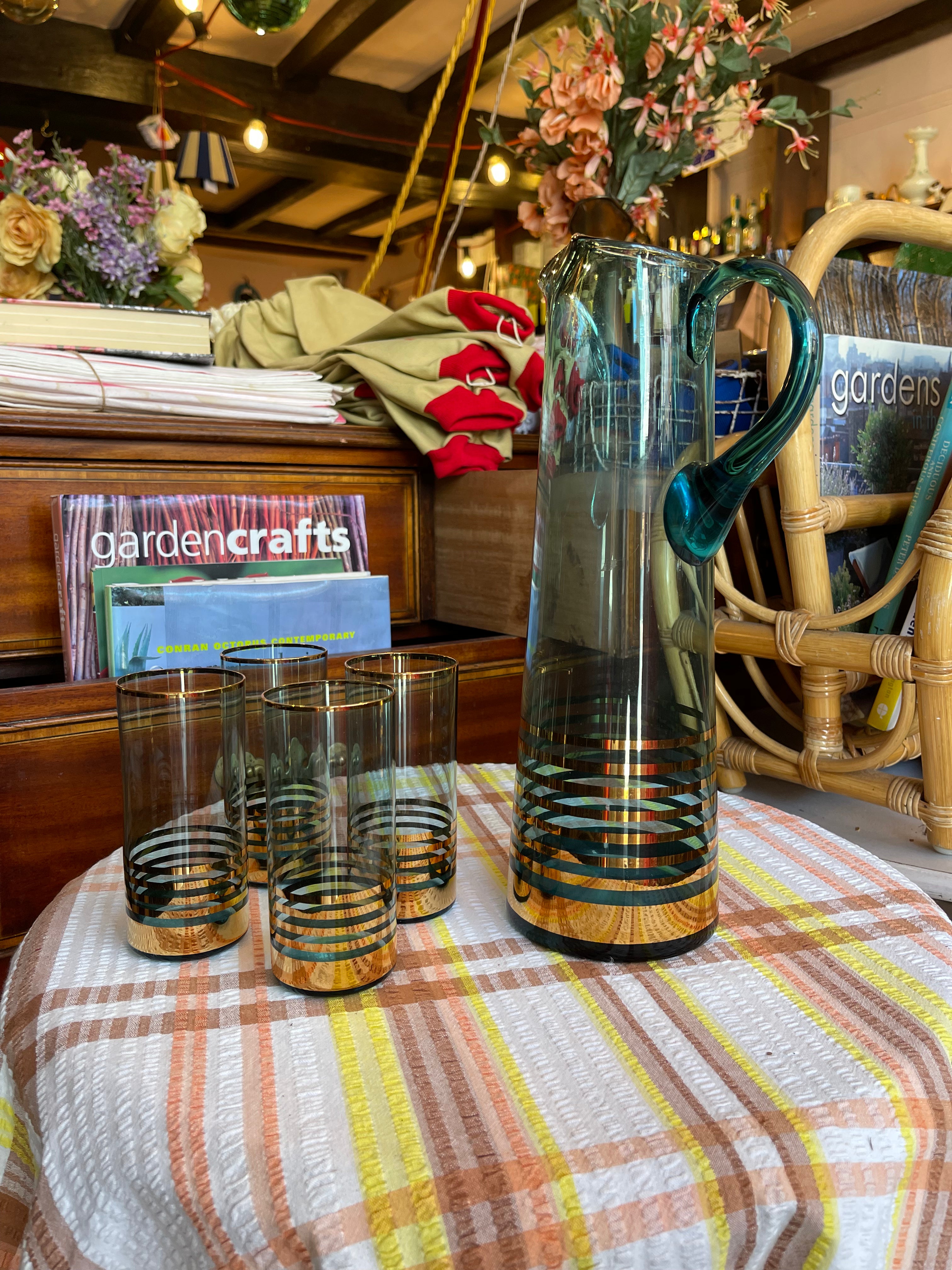Turquoise & Gold Beverage Set