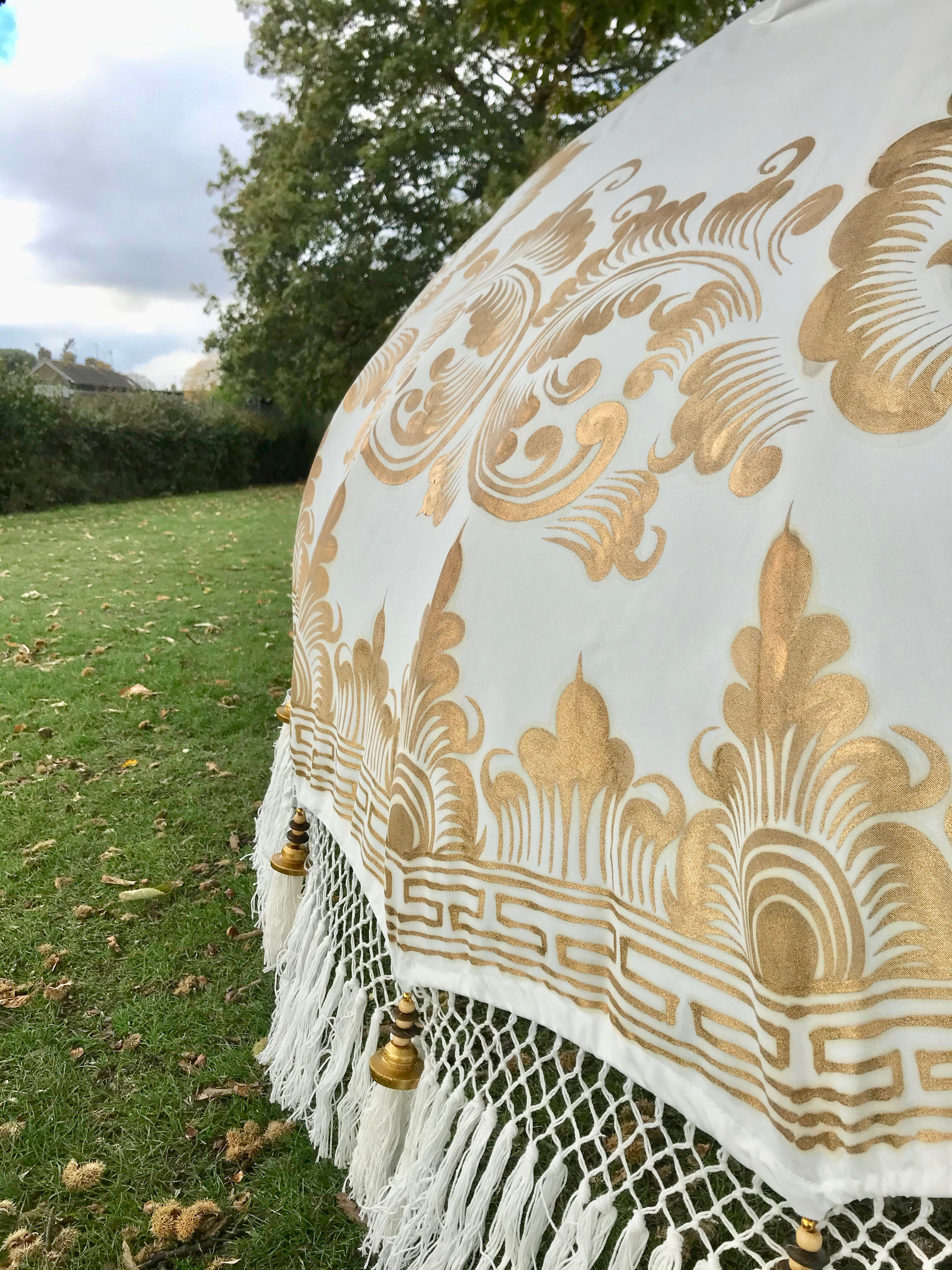 White & Gold Nirvana - Balinese Parasol