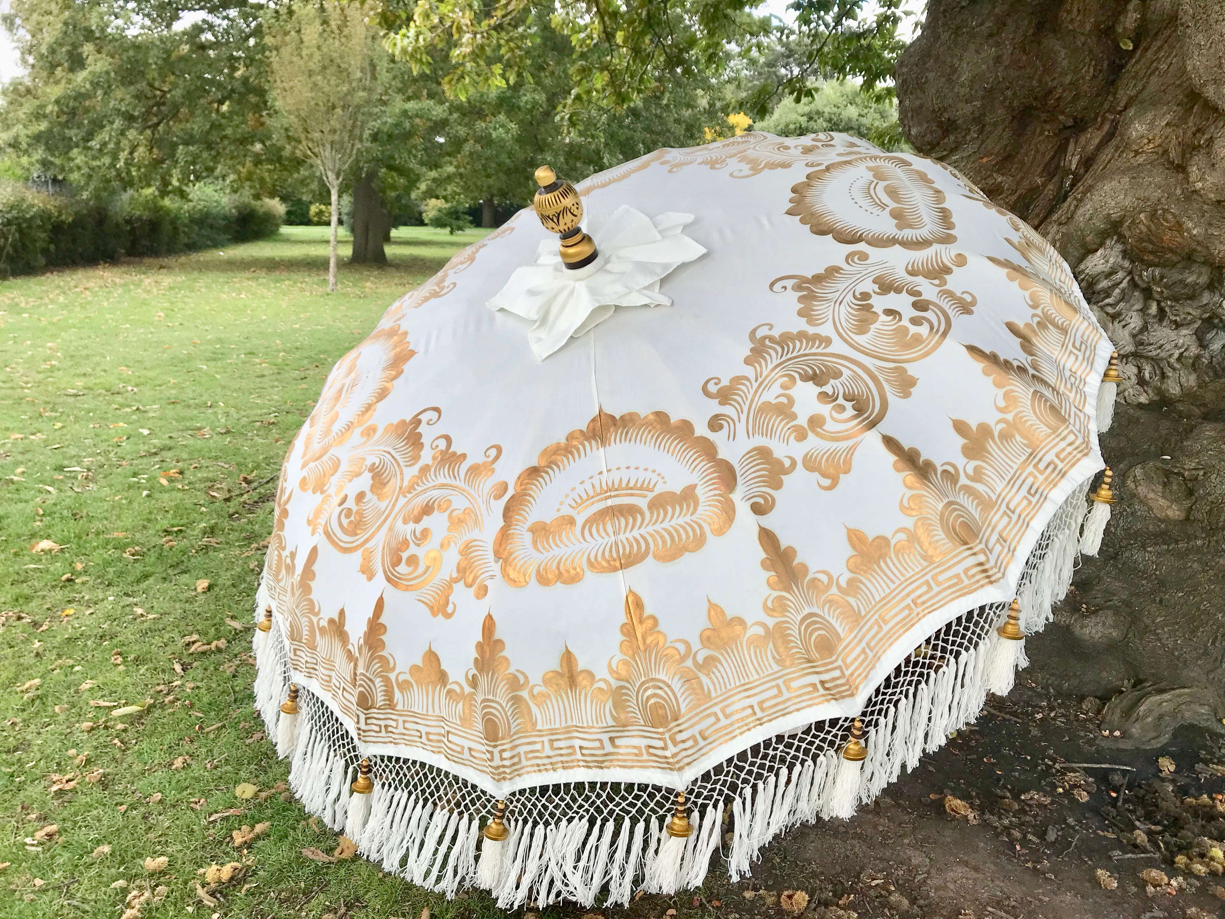 White & Gold Nirvana - Balinese Parasol