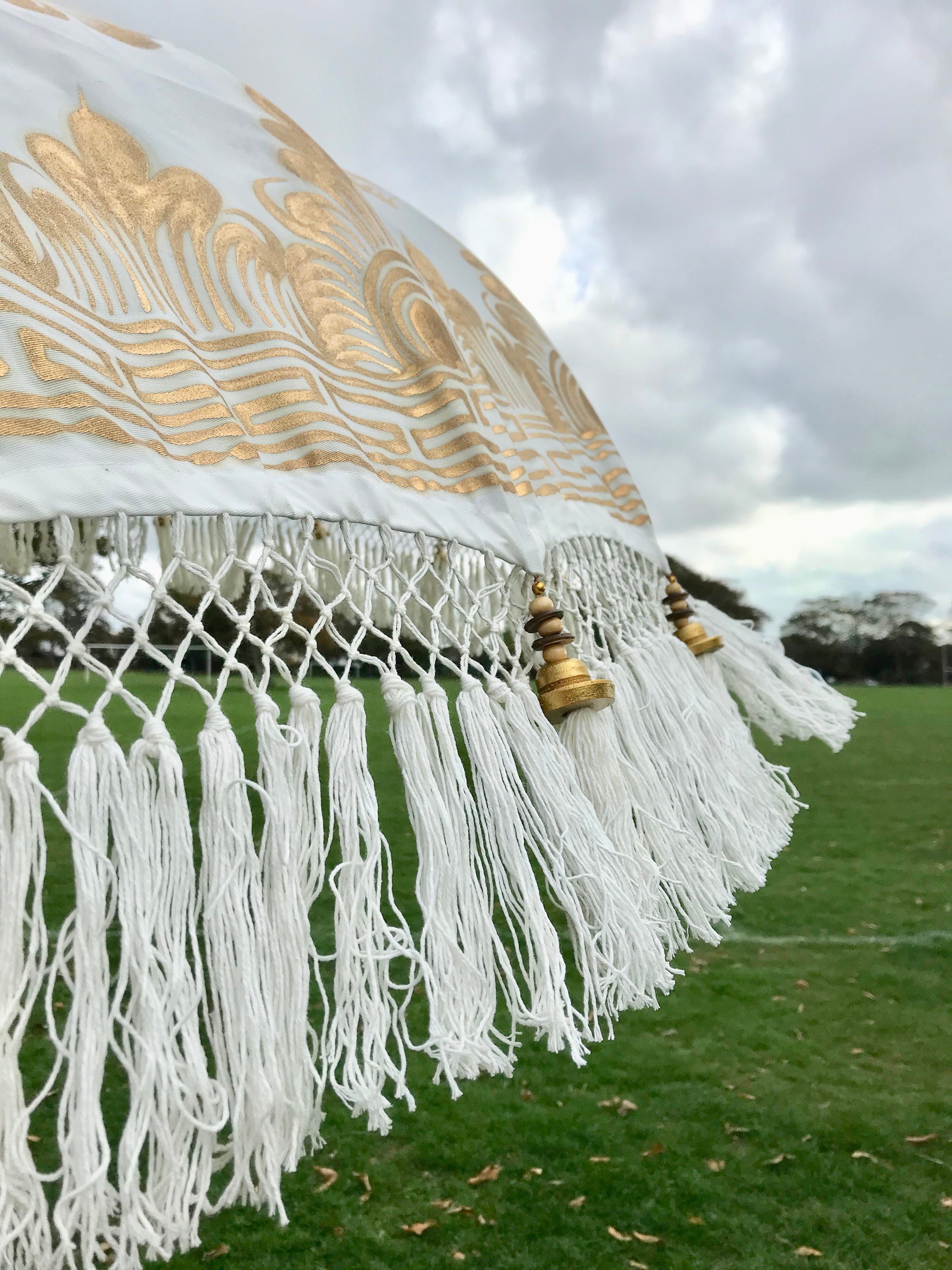 White & Gold Nirvana - Balinese Parasol