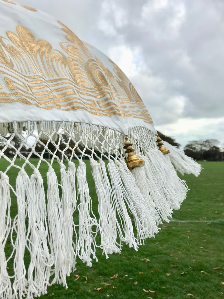 White &amp; Gold Nirvana - Balinese Parasol