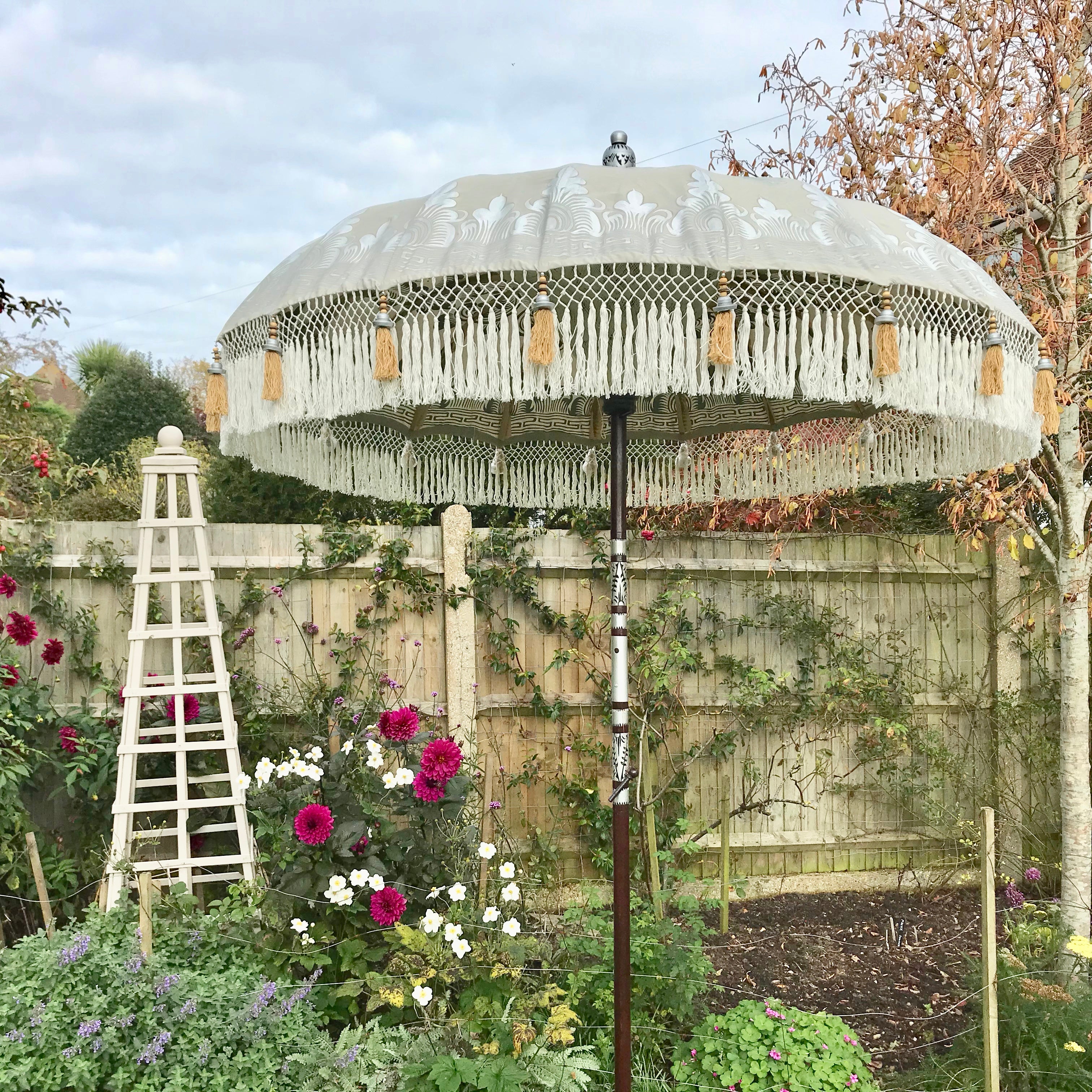 Taupe & Silver Nirvana - Balinese Parasol