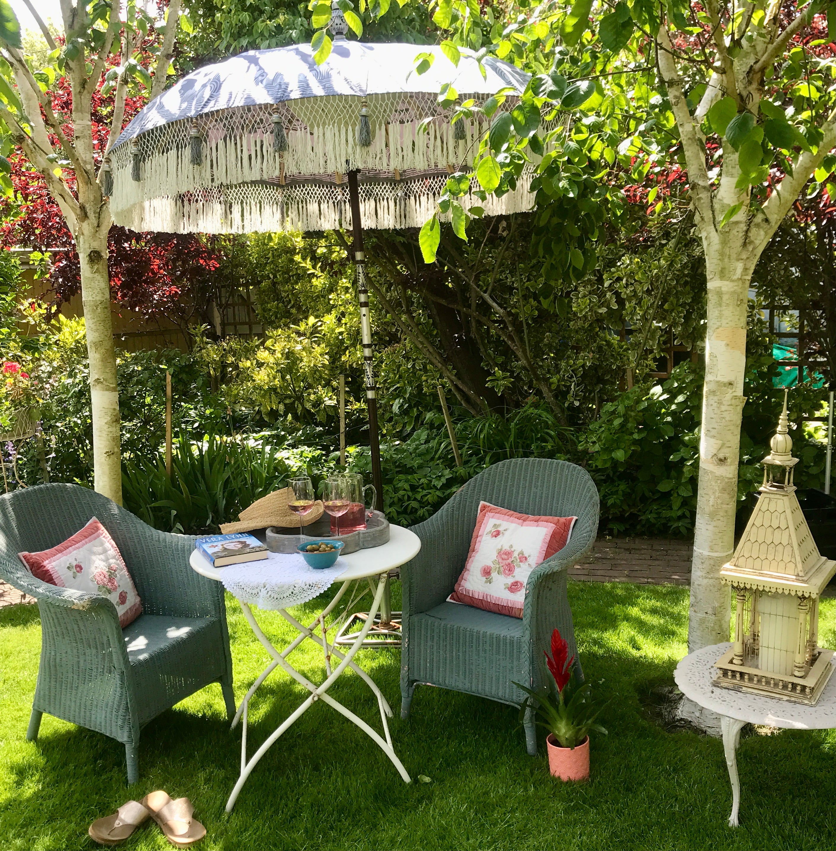 Grey, Ivory & Silver Nirvana - Balinese Parasol