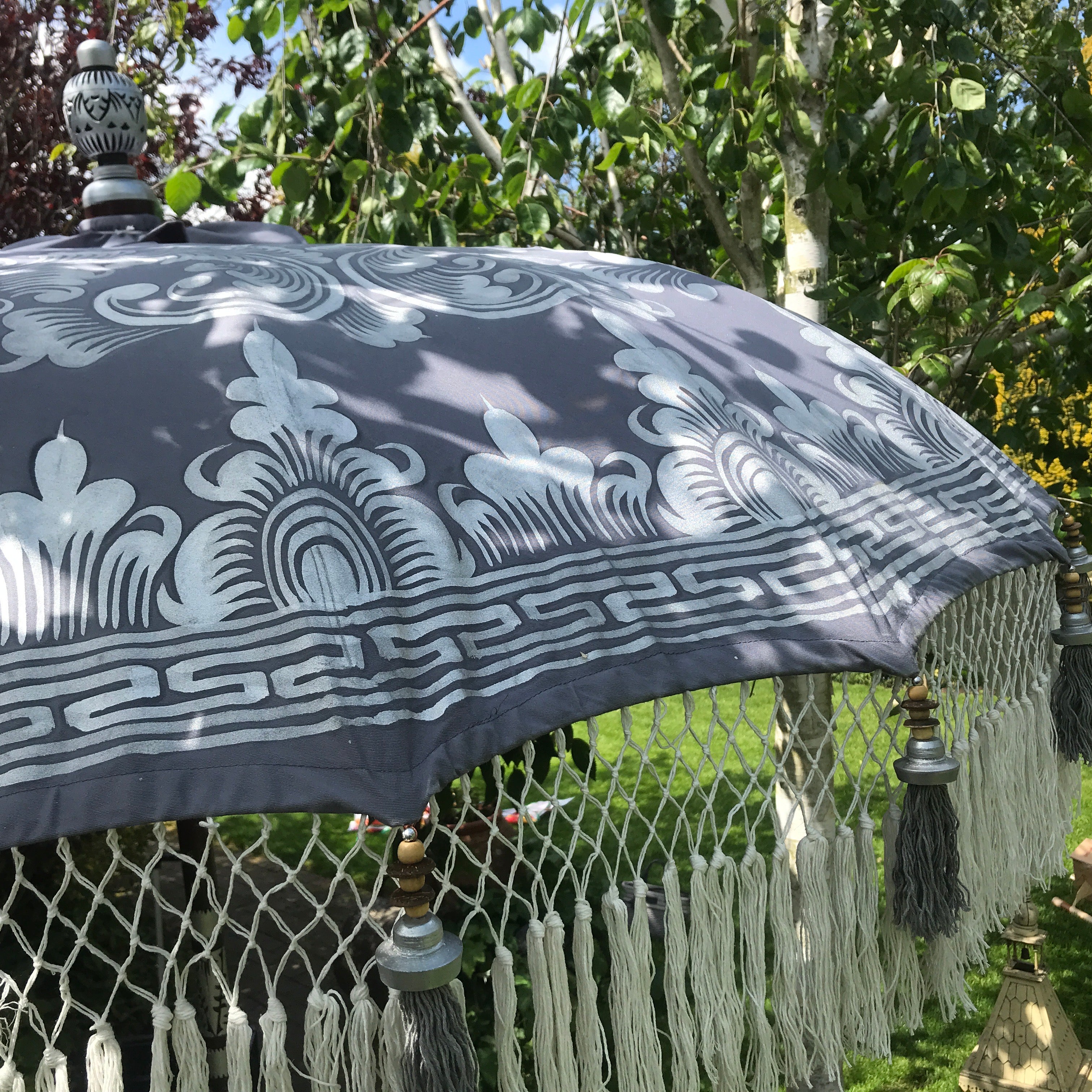 Grey, Ivory & Silver Nirvana - Balinese Parasol