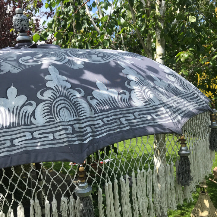 Grey, Ivory &amp; Silver Nirvana - Balinese Parasol
