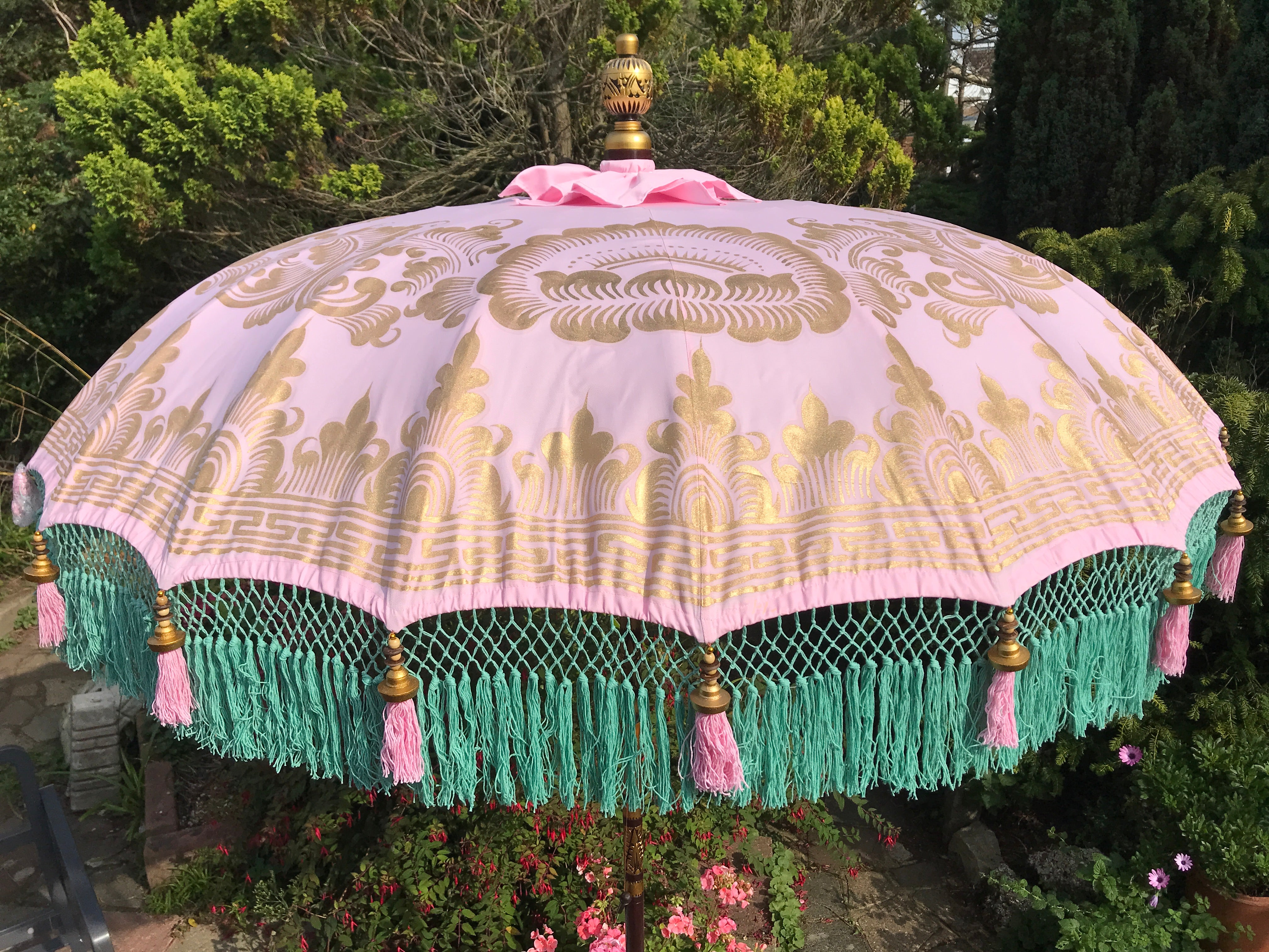 Pink, Teal & Gold Nirvana - Balinese Parasol