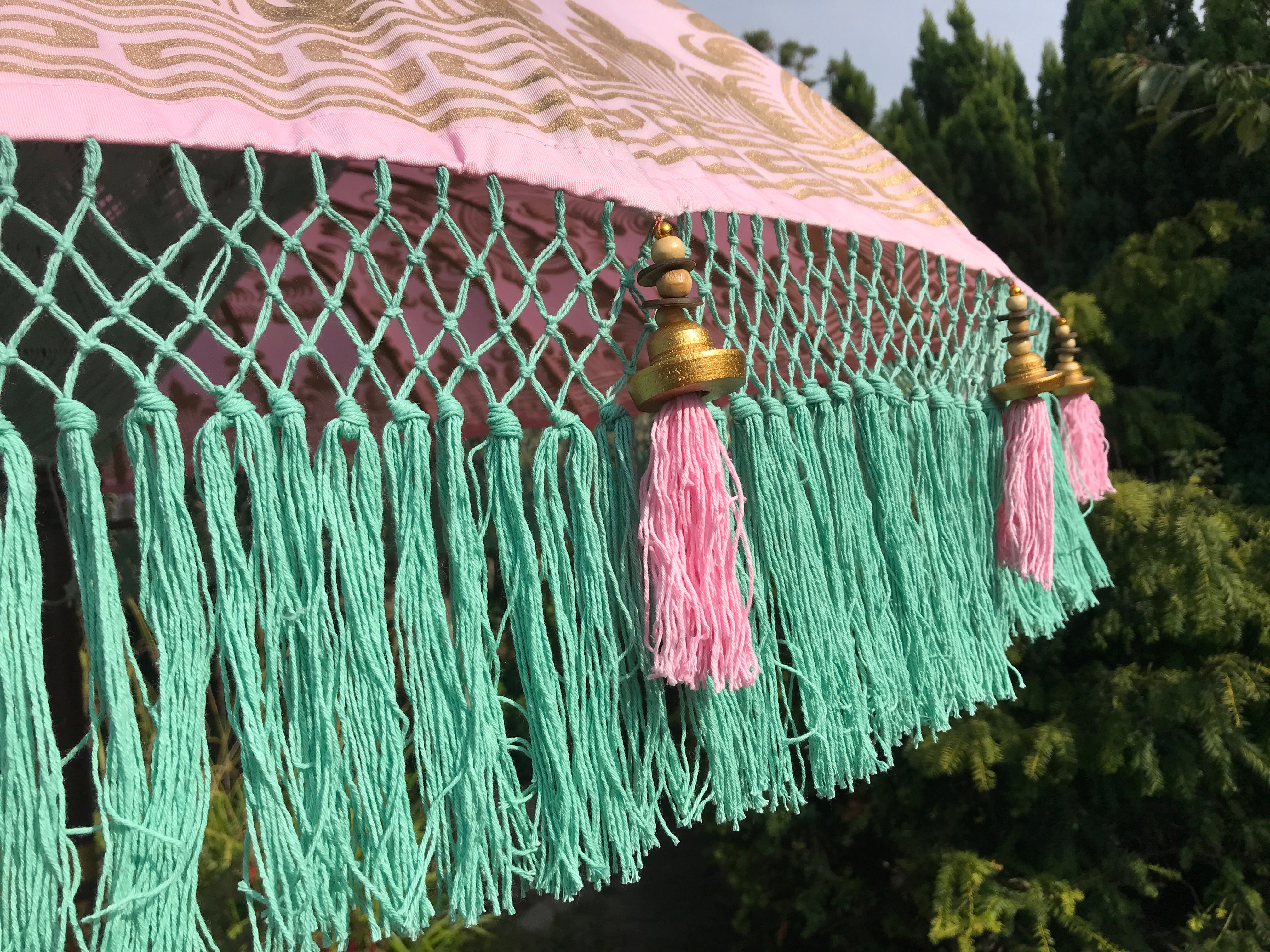 Pink, Teal & Gold Nirvana - Balinese Parasol