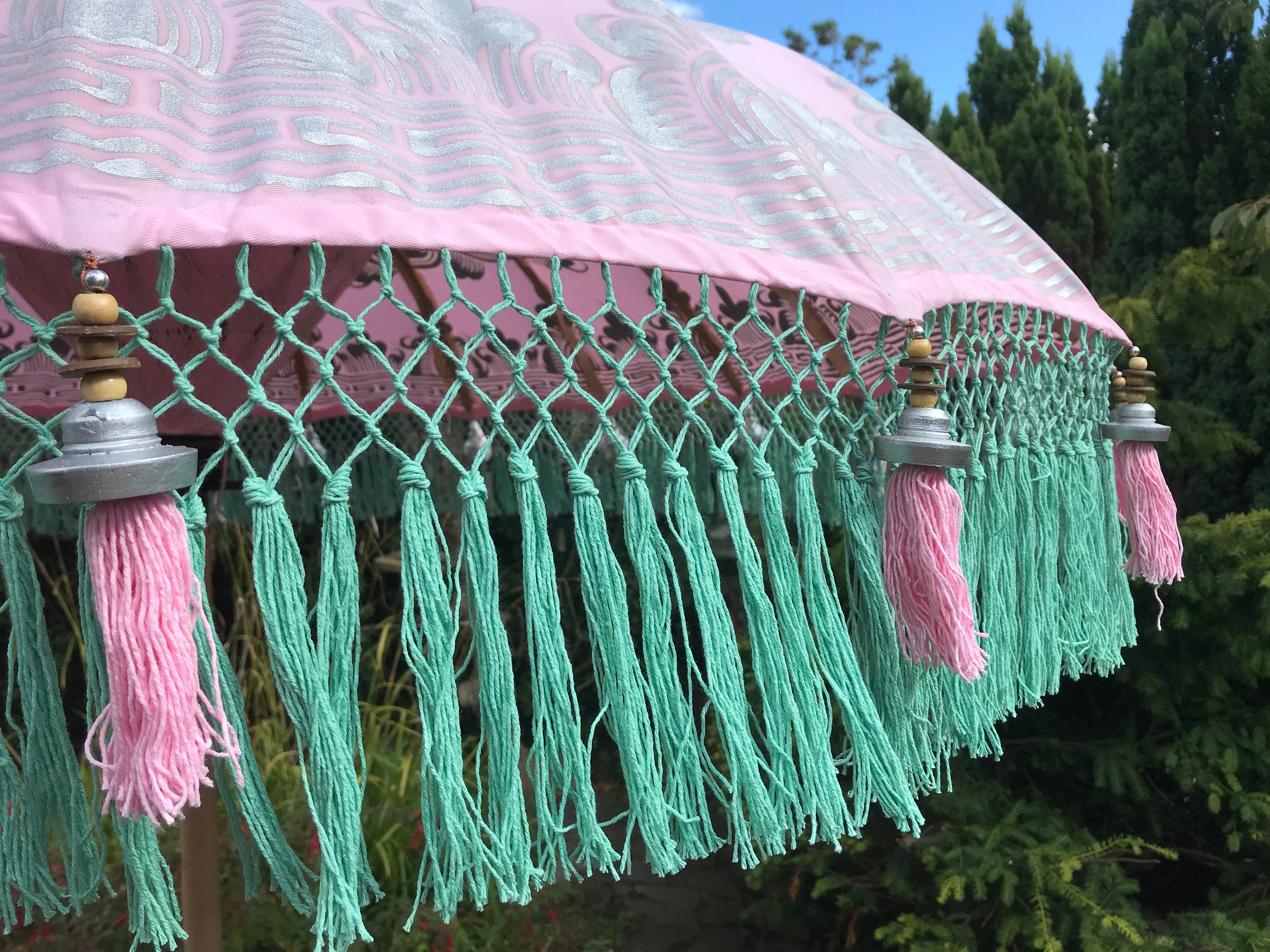 Pink, Teal & Silver Nirvana - Balinese Parasol